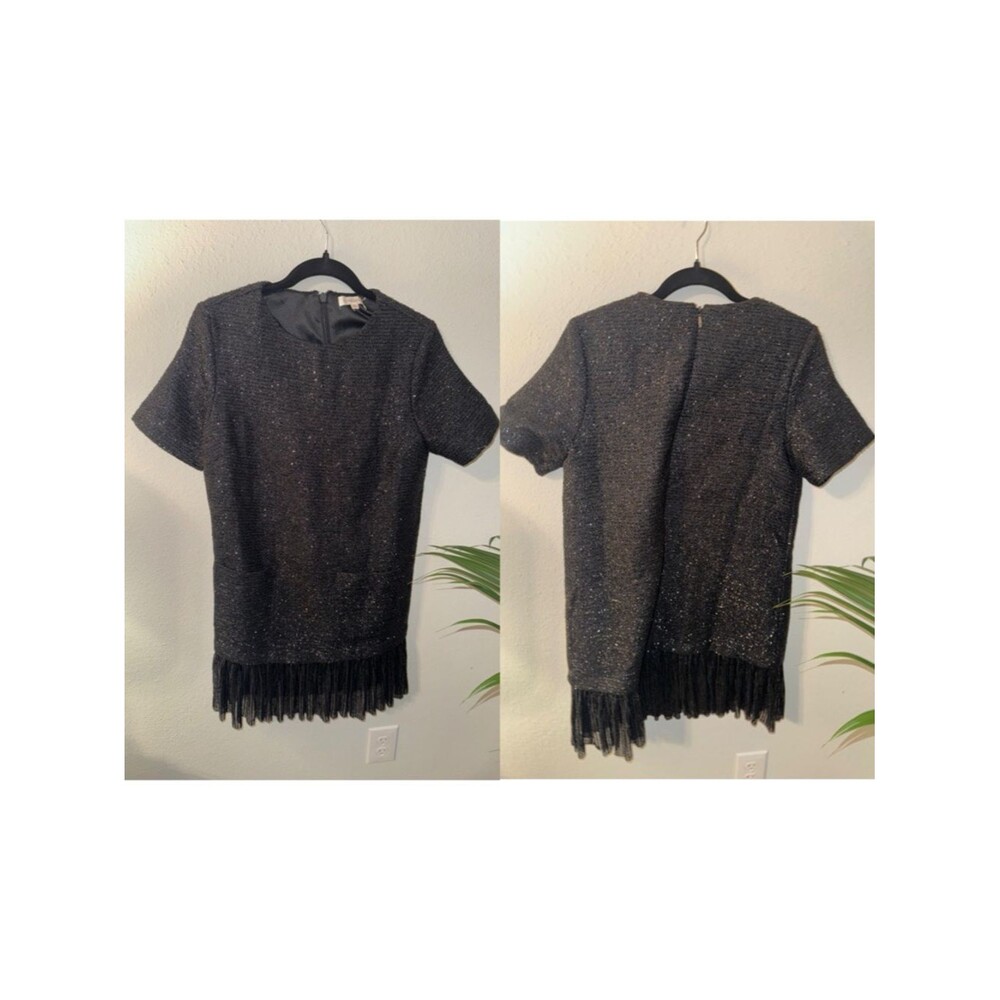 Flying Tomato Black Sparkle Fringe Midi Dress